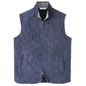 Peter Millar Men's Crown Galxy Quilted Suede Vest Jacket MF24Z07 Size XL $895